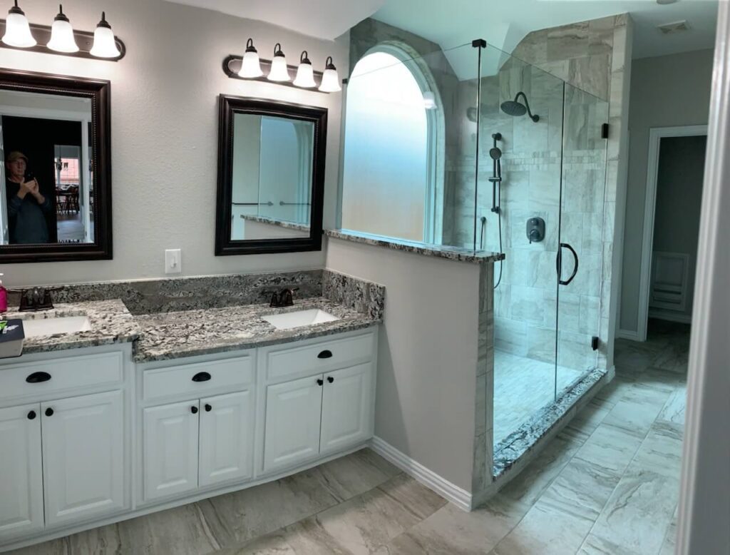 master bathroom with granite & porcelain